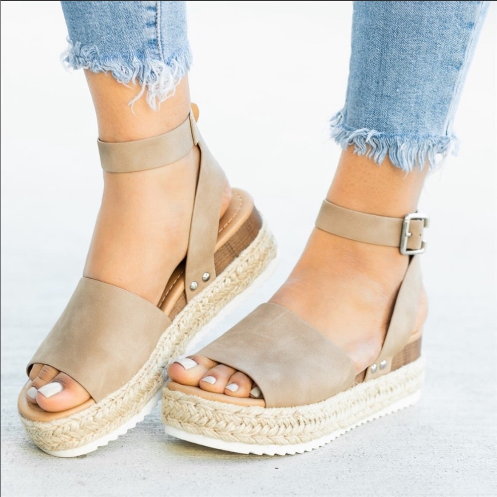 🔥Dark Natural Espadrille Wedge Sandals 🔥